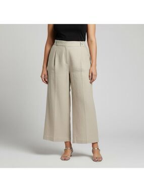 Nanette Lepore Wide Leg Linen Pants Beige - Size 10 NWT